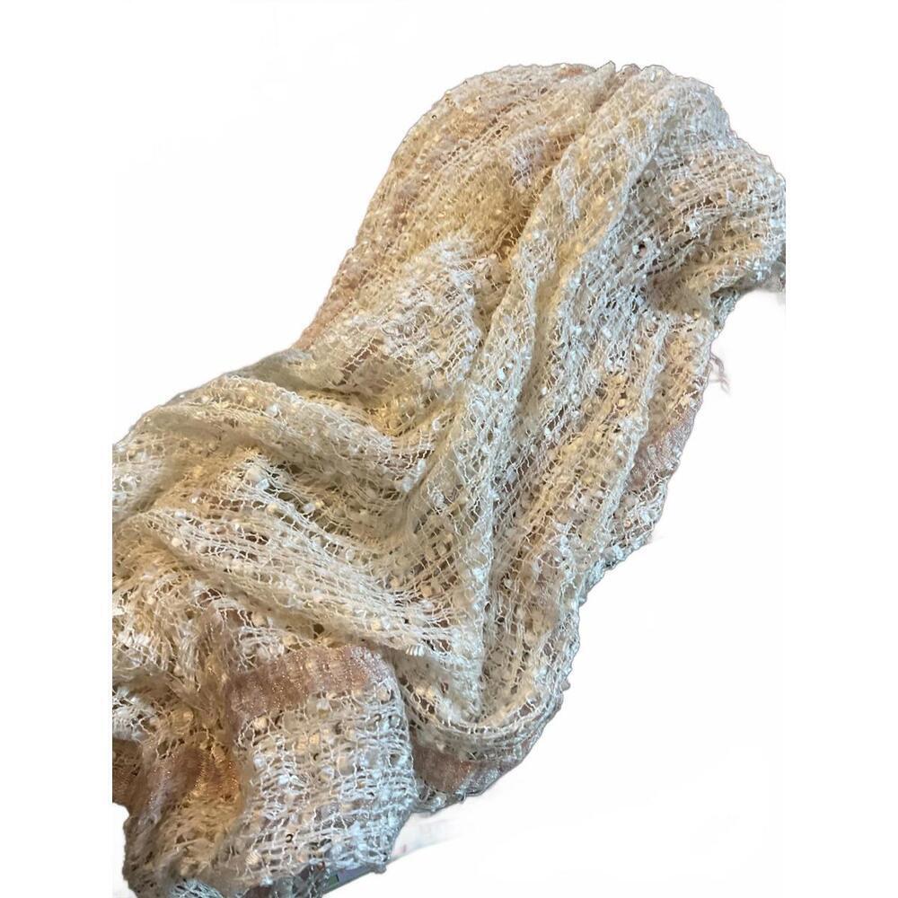 Elegant Light Beige Woven Scarf/Shawl 75" x 41" - Picture 1 of 5